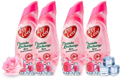 ICEY COOL Rose Herbal Cool Talcum Powder | Soothing Relief from Itching & Burning(4 x 100 g)