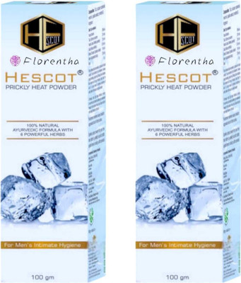FLORENTHA HESCOT PRICKLY HEAT POWDER FOR MEN INTIMATE HYGIENE USED PACK OF-(2 x 100 g)
