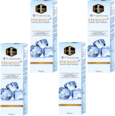 FLORENTHA HESCOT PRICKLY HEAT POWDER FOR MEN INTIMATE HYGIENE USED PACK OF-(4 x 100 g)