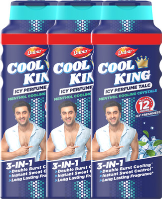 Dabur Cool King Icy Perfume Talc | Instant Sweat Control | Upto 12hrs of Icy Freshness(3 x 210 g)