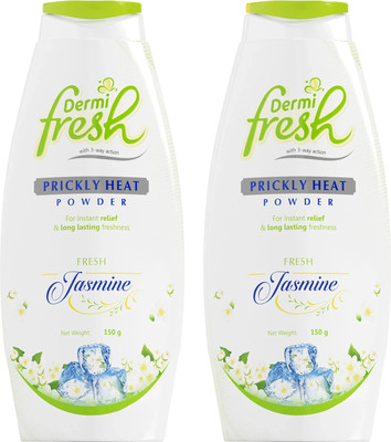 DERMIFRESH Soothing Jasmine Body Powder Summers Formula Dry Odor-Free & Calm Skin(2 x 150 g)