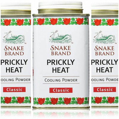 snake Brand Prickly Heat Cooling Powder Heat Rash Relief,Absorbs Sweat-140g(3 x 140 g)