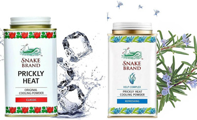 snake Brand prickly heat cooling powder Pack of 2 140gm Each (Classic & Refreshing)(2 x 140 g)