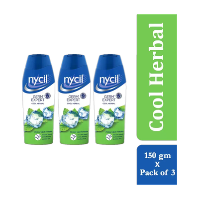 NYCIL Germ Expert Cool Herbal Prickly Heat and Cooling Powder ( Pack of 3)(3 x 150 g)