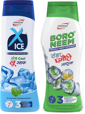 Nimson Boro Neem Cool Talc & X-ice Ghamori Nashak Prickly Heat Talcum Powder Combo pack(150 g)