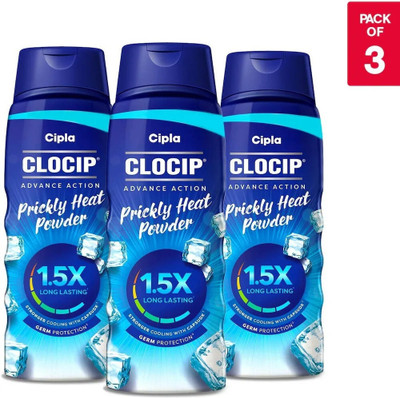 Cipla Clocip Advance Action Prickly Heat Powder (150g, Pack of 3)(3 x 150 g)
