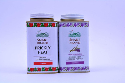 snake Brand prickly heat cooling powder Pack of 2 140gm Each (Classic & Relaxing)(2 x 140 g)
