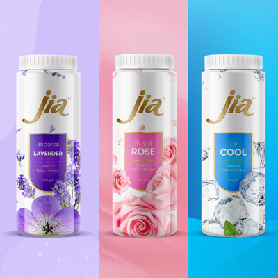 JIA Ice Cool,Lavender and Rose Talc Powder (pack of 3)(3 x 100 g)