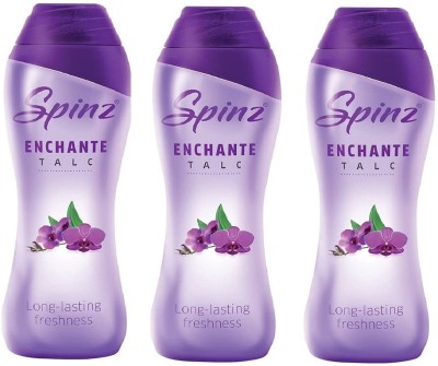 Spinz Enchante Perfumed Talc Long Lasting Freshness - 3 x 100g Packs(3 x 100 g)