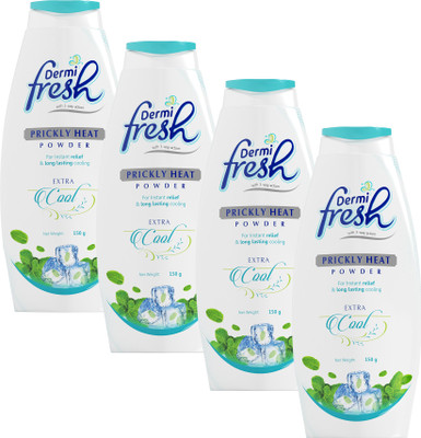 DERMIFRESH Extra Cool Powder Antibacterial Shield Against Itch Sweat Odour During Summers(4 x 150 g)