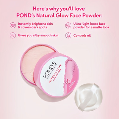 POND's Pink Natural Glow compect face Powder 30g Compact(natural glow, 30 g)