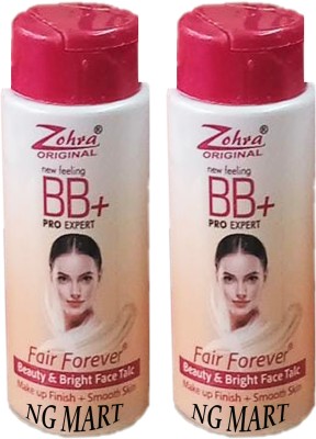 NG MART ZOHRA FAIR FOREVER BEAUTY FACE TALC FOR FRESHNESS BRIGHTER SKIN PACK OF - 2(2 x 45 g)