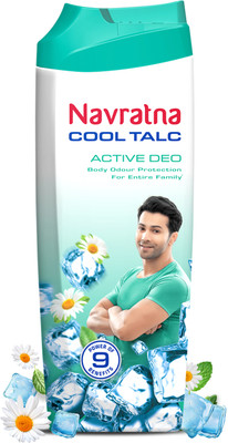 Navratna Cool Talc Active Deo|Long Lasting Freshness|Instant Cooling Relief(400 g)