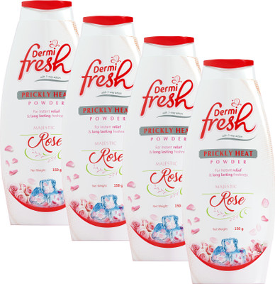 DERMIFRESH Majestic Rose Powder | Soothes Itching | Absorbs Sweat With Cooling Care(4 x 150 g)