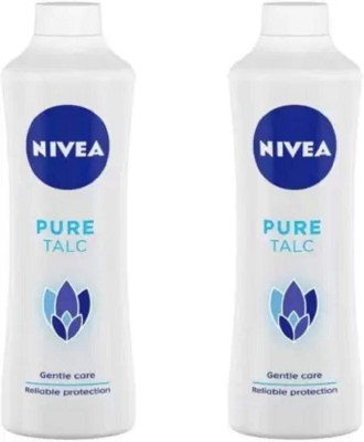NIVEA Talcum Powder for Men & Women, Pure, For Gentle Fragrance , 100 g pack of 2(2 x 100 g)