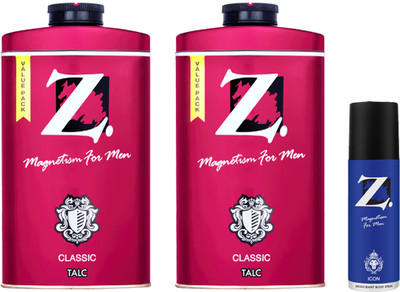 Z - Magnetism for Men Classic Icon Deodorant & Talc l 250g Combo(2 x 250 g)