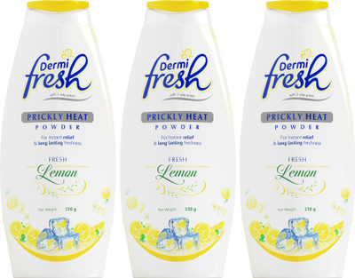 DERMIFRESH Soothing Lemon Powder for Summers Itch Sweat & Odor Control Feel Cool Fresh(3 x 150 g)