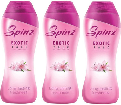 Spinz Exotic Talc Long Lasting Freshness - 3 x 100g Packs(3 x 100 g)
