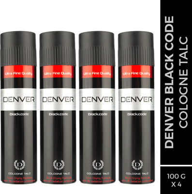 DENVER Black.code Cologne Body Talc (100g x 4)(4 x 100 g)