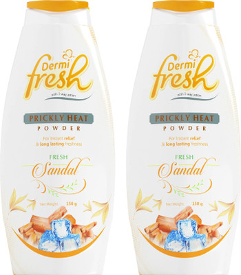 DERMIFRESH Prickly Heat Talcum Powder for Instant Cooling - Fresh Sandal Fragrance(2 x 150 g)