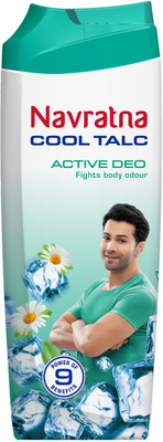 Navratna Cool Talc Active Deo|Long Lasting Freshness|Instant Cooling Relief(400 g)