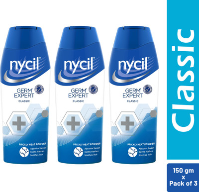NYCIL Germ Expert Classic Prickly Heat and Cooling Powder ( Pack of 3)(3 x 150 g)