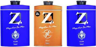 Z - Magnetism for Men 2 Icon, 1 Zest Talcum Powder, Smooth Texture(3 x 100 g)