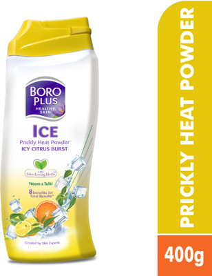 BOROPLUS Prickly Heat Powder Icy Citrus Blast, Ayurvedic With Neem and Tulsi(400 g)