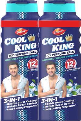Dabur Cool King Icy Perfume Talc | Instant Sweat Control | Upto 12hrs of Icy Freshness(2 x 210 g)