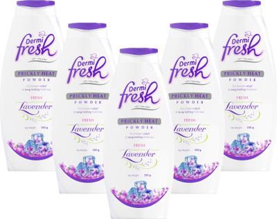 DERMIFRESH Prickly Heat Relief Powder | Soothing Lavender Fragrance | Stay Fresh,Dry & Cool(5 x 150 g)
