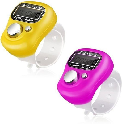 KUBA Mini Hand Tally Counter Finger Ring Digital Electronic Digital Tally Counter(Multicolor Pack of 2)