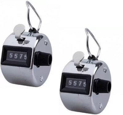 Protos India.Net 2pcs Manual Easy Press Analog Tally Counter(Silver Pack of 2)