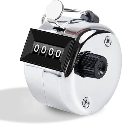 HIWAGA 4-Digits Metal Hand Tally Counter | Mechanical Palm Counter Analog Tally Counter(Steel Pack of 1)