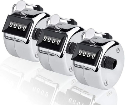 Bluedeal 4 Digit Counting Machine Manual Click Pooja Mantra Jap Finger Counter Tally Digital Tally Counter(Silver Pack of 3)