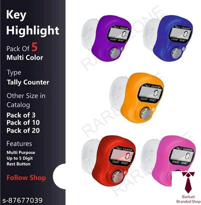 Barkati UmpireCoachJaapTasbih Digital Tally Counter(Multicolor Pack of 05)