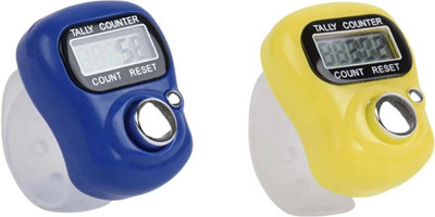Aim Emporium Finger Counter for Pooja Meditation Finger Ring Digital Electronic, Mantra Jaap Digital Tally Counter(Yellow, Blue Pack of tally counter)