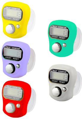MultiFct Pack of 5 Finger Tally Counter with Reset Button | Naam Jap and Sports Digital Tally Counter(Multicolor)