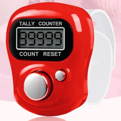 DEGNO Digital finger jap counter digital tasbih chanting machine telly counter ring Digital Tally Counter(Red Pack of 1)