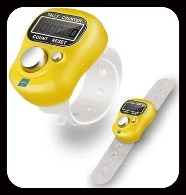 Bitor Mini Hand Tally Counter Finger Ring Digital|Silver_HS8 Digital Tally Counter(Yellow Pack of 2)