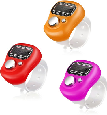 DEGNO Digital counter name jaap finger ring counter chanting machine mantar jaap mala Digital Tally Counter(Pink, Red, Orange Pack of 3)
