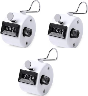 NSV Hand Tally 4 Digit Number Counter Clicker Handheld Mechanical Number Click Analog Tally Counter(Silver Pack of 3)