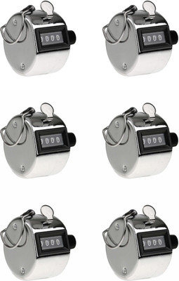 KANABEE 4 Digits Hand Held Tally Counter Numbers Clicker Digital Tally Counter(Silver)