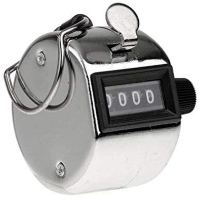 Gift Corner 4 Digits Hand Held Tally Counter Numbers Clicker (Silver)- Pack of 1 Analog Tally Counter(Silver)