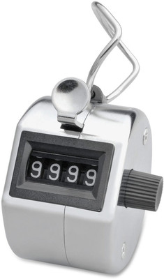 PEACORA 4 Digit Hand Tally Counter Handheld Manual Counting Golf Clicker TrainingCounter Analog Tally Counter(Silver Pack of 1)