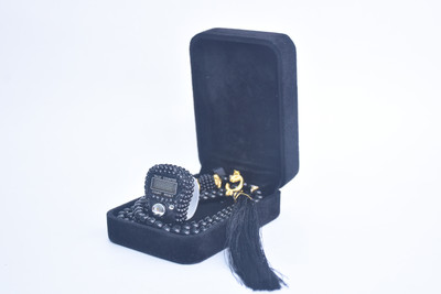 Aim Emporium Hand Tally Small Size Electronic Finger Counter With Tasbeeh Beads For Gift Digital Tally Counter(Black Pack of 1)