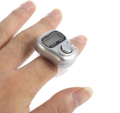 Bitor Mini Hand Tally Counter Finger Ring Digital|Silver_TL19 Digital Tally Counter(Steel, Black Pack of 1)