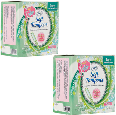 SOFY Soft Super 32 Pcs. (Pack of 2) Tampons(Pack of 64)