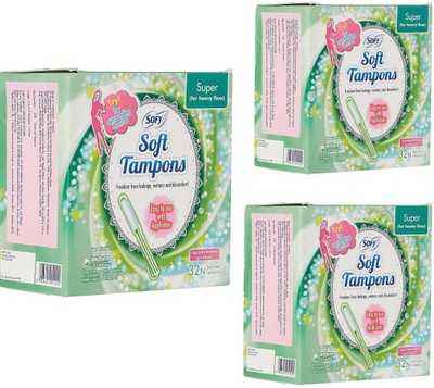 SOFY Soft Super 32 Pcs. (Pack of 3) Tampons(Pack of 96)