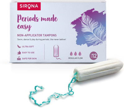 SIRONA FDA Approved Non Applicator Tampons for Medium Flow Tampons(Pack of 12)