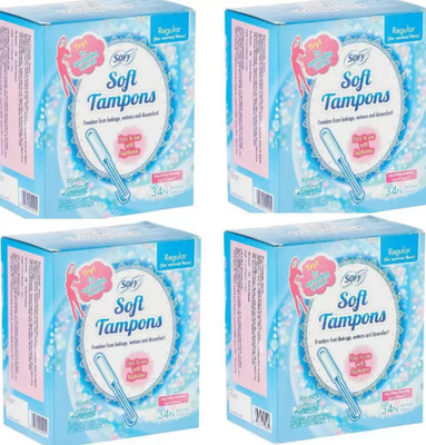 SOFY Soft Regular Tampons 34N(Pack of 4) Tampons(Pack of 136)